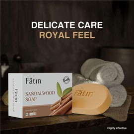 Fätin Sandalwood Soap (Pack of 6) with Turmeric, Sandalwood, Aloe Vera and Glycerine | For Purifying and Moisturising Skin | 76% TFM, Vegan | For all Skin Types | 100G * 6 Soap Bar