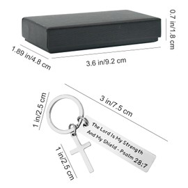 Enkrio Christian Cross Keychain Inspirational Bible Verse The Lord Is My Strength and My Shield Cross Keychain Religious Gifts for Birthday Christmas Easter