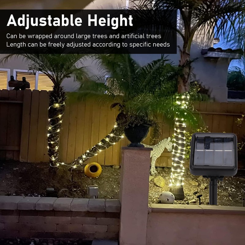 Solar Rope Light 100 LED Waterproof Weather Resistant Decorative Solar