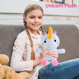Irunfast Unicorn Plush Stuffed Toys,33CM Unicorn Teddy Unicorn Pillow Soft Unicorn Plush Toys Cute Stuffed Unicorn Teddy for Girls Boys Adults Unicorn Gift for Birthday Christmas Anniversary