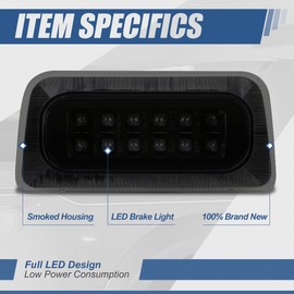 Auto Dynasty LED 3rd Third Brake Light Compatible with 1994-2003 Chevy S10 GMC Sonoma Isuzu Hombre Standard Cab, Rear Center Cab Cargo Lamp High Mount Dual Row Stop light