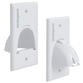 ECHOGEAR White in Wall Cable Hider for Wall Mount TV - Single Gang Pass Through Pair with Drywall Brackets Included - Manage 8 Low Voltage Cords Behind The Wall - Quick Install with Wall Template