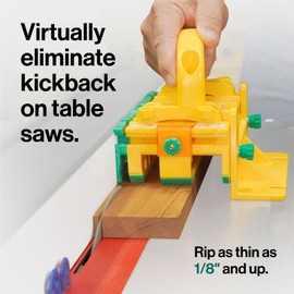 MICROJIG GRR-RIPPER MAX 3D Pushblock for Woodworking Safety with SafeRip Kit plus Accessories, for Routers, Jointers, Band and Table Saws, 1/8" Thin Cuts, GR-300MAX, Yellow