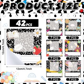 Fuyoooo 42pcs Composition Book Desk Name Tags Kids Photo Nameplates for Desk Student Name Plates for Classroom Kindergarten Labels Stickers with Photo Self Adhesive Colorful Classroom Decoration