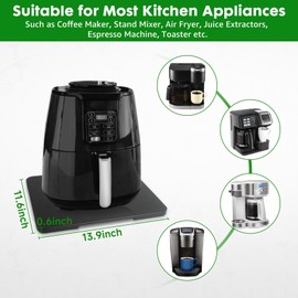 Appliance Slider 360° Rolling Tray for Coffee Maker Bamboo Coffee Pot Slider Tray Countertop Rotation Sliding Tray with Wheels, Small Appliances Mat Easily from Under the Cabinet Black(13.9"×11.6")