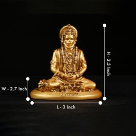 Artarium Meditating Hanuman Idol for Car Dashboard Sitting Lord Hanuman Statue Home and Pooja Decor Hanuman Ji Murti Hanuman Balaji Idol for Car & Best Gift Item Size - 3.5 Inches (Pack of 1)
