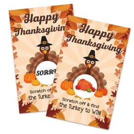 3.5" x 2.1" Thanksgiving Scratch Cards - happy Thanksgiving - Party Game & Event Scratch Tickets Perfect for Parties, Celebrations, Gatherings, and School Events （40 Pack）- A01