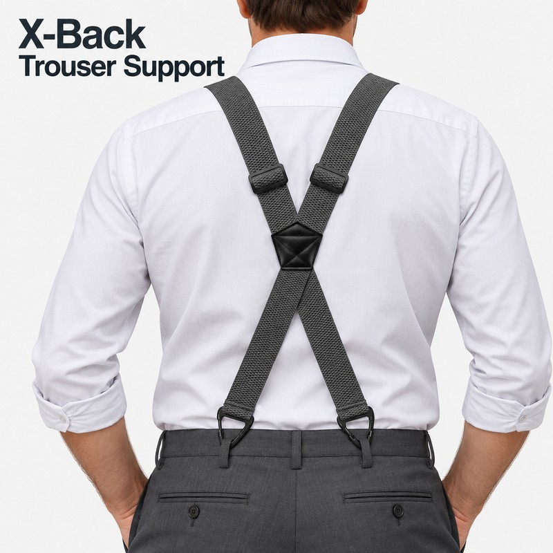 Men's Work Suspenders – 1.5-Inch Adjustable Elastic X-Back Straps with