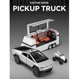1:32 Pickup Truck Model Simulation Sound and Light Pull-Back Toy Car Metal Boys Collection Ornaments Gift (Gray)