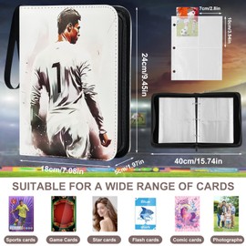 Football Card Collector Album, 4 Pockets, 50 Pages for 400 Cards, Collector's Album for Football Compatible with All Types of Cards (C)