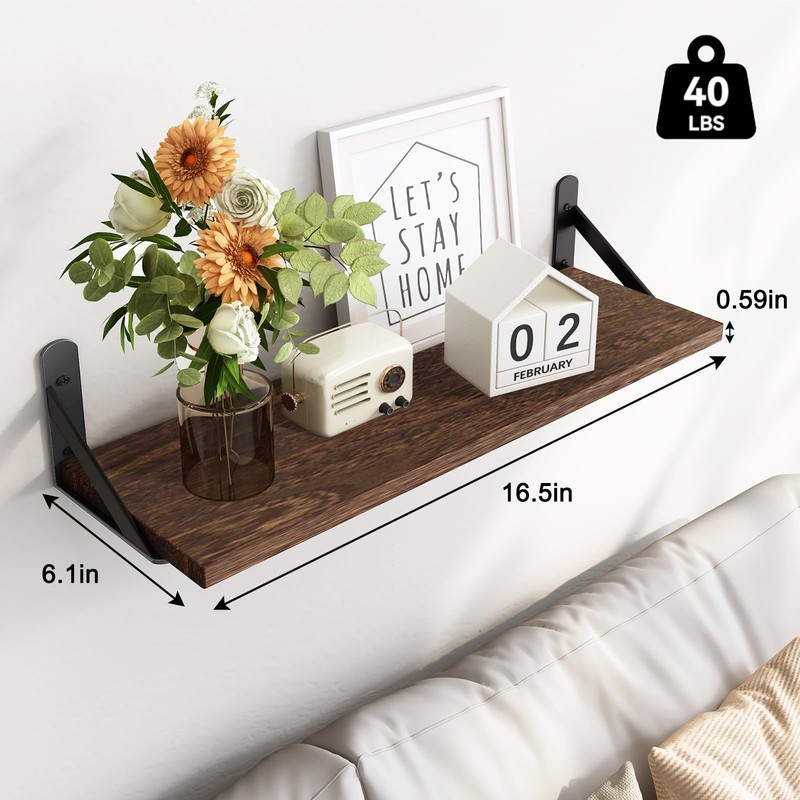 Fixwal Floating Shelves for Wall, Wood Wall Mounted Shelves for