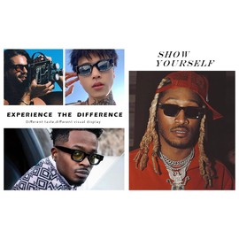 Hycredi Thick Rectangle Sunglasses for Women Men Chunky Square Polarized Sun Glasses Retro 90s Shades UV400 Protection-Black/Yellow