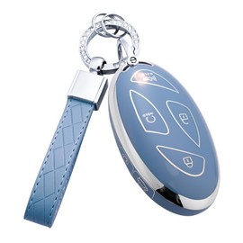 Flensent for Hyundai Ioniq 6 Grandeur GN7 KONA 2023 2024 Key Fob Cover with Keychain (Blue)