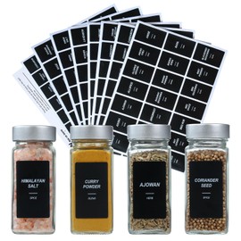 162 Spice Labels Stickers, Preprinted White Spice Jar Labels for Herbs Seasonings, Spice Rack Pantry Organization, Minimalist Black Text (Black)
