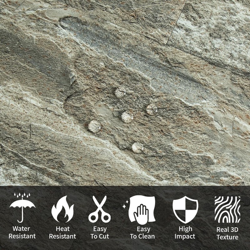 AULIGET 2-Piece Apache Brown Rock Peel and Stick Backsplash Wall