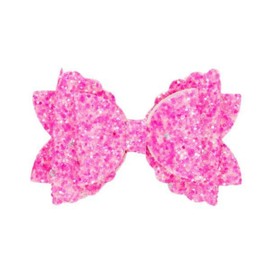 Girls Three-tier Bow-knot Hair Pin Hot Pink