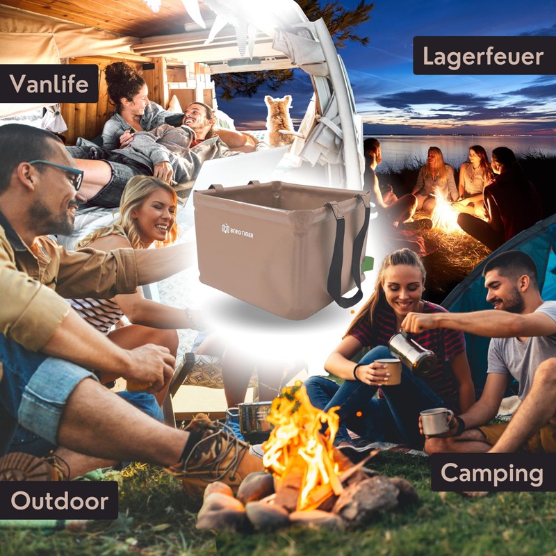 BERGTIGER® Folding Bowl Camping 18 L / 21 L with