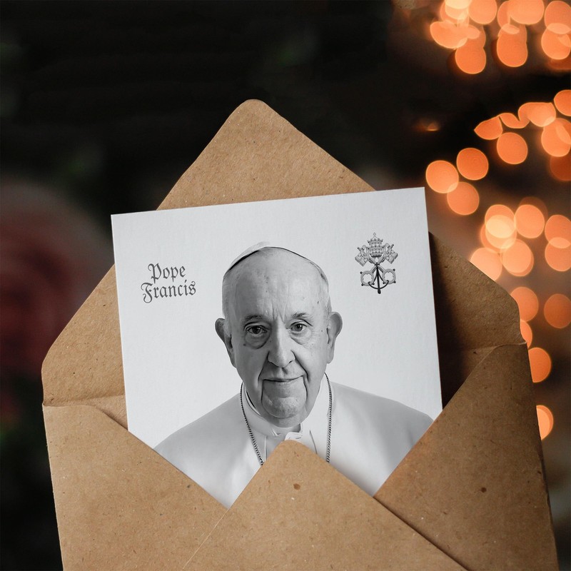 Artery8 Greeting Card Pope Francis Black & White Portrait Holy