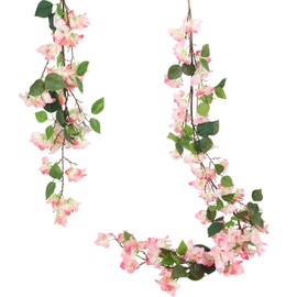 IPOPU Peach Bougainvillea Artificial Garland 5.9FT 1 PCS – Silk Bougainvillea Vines, Faux Hanging Flower Garland for Wedding Arch, Home, Outdoor Decor