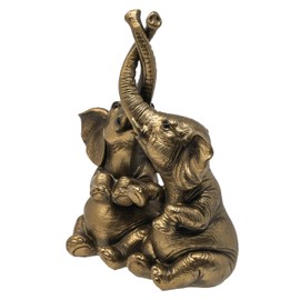 Thorne Antiques & Collectables Mr & Mrs Elephants - Loving Elephant Statue With Entwined Trunks (Bronze)