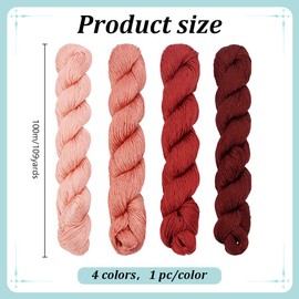 FREEBLOSS 4 Pcs Sashiko Thread Sashiko Skein 100 M*4 Colors(Red) Cotton Embroidery Thread Japanese Quilting & Embroidery Sashiko Kit Supplies Sewing Thread