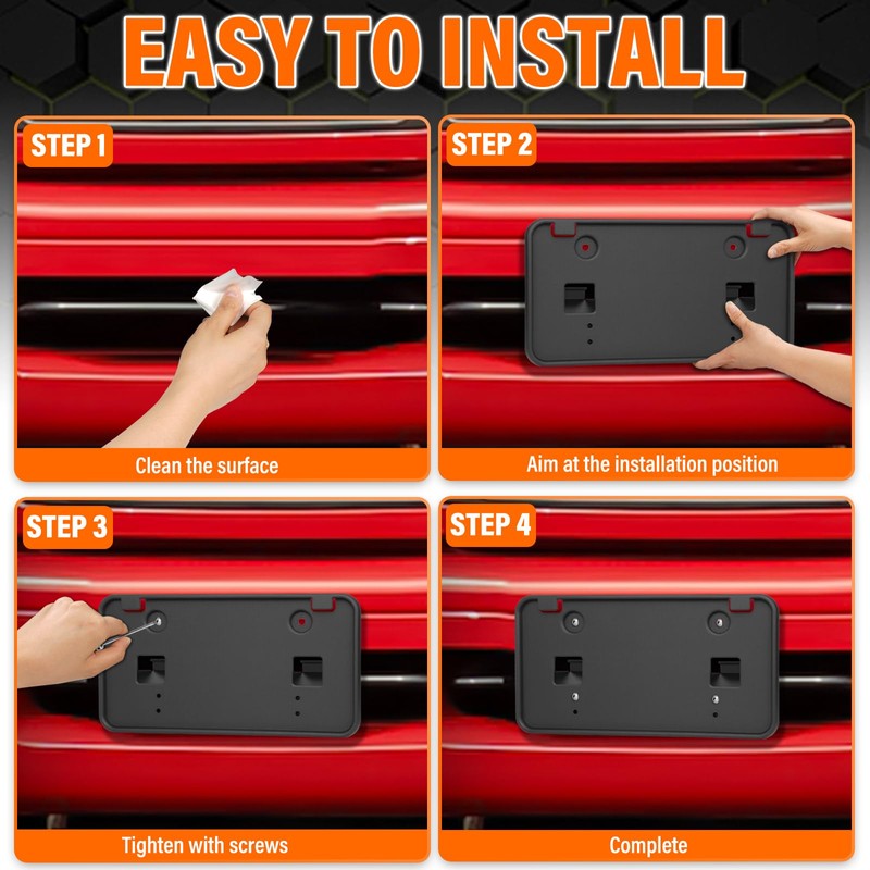 ABS Front License Plate Holder Compatible with 2001-2005 Ford Ranger,