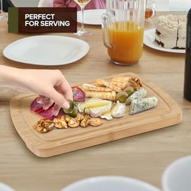 Wood Cutting Boards for Kitchen Counter – Organic Bamboo Cutting Board Set with Stick-On Grips (15 Pack), Thick Non-Slip Wooden Chopping Boards for Meat, Cheese, Produce & Serving