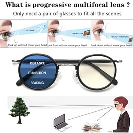 COTIA Reading Glasses Transition Photochromic Progressive Multifocus Reader for Men/Women Classic Round Eyewear (black, 2.75, multiplier_x)