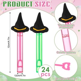 Civaner 24 Pcs Witch Bubbles Party Favors Pink and Green Witch Hat Mini Bubble Wands Bulk for Gifts, Prizes, Goodie Bag Stuffers, Outdoor Indoor Activities, Birthday Supplies