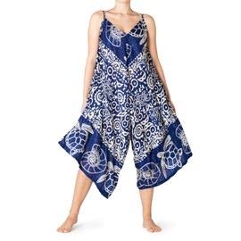 PANASIAM Atlantic Jumpsuit - Trouser Jumpsuit 100% Viscose Sexy Ladies Onesie with Pockets Slip On Wide Legs Spaghetti Straps Palazzo Style, darkblue