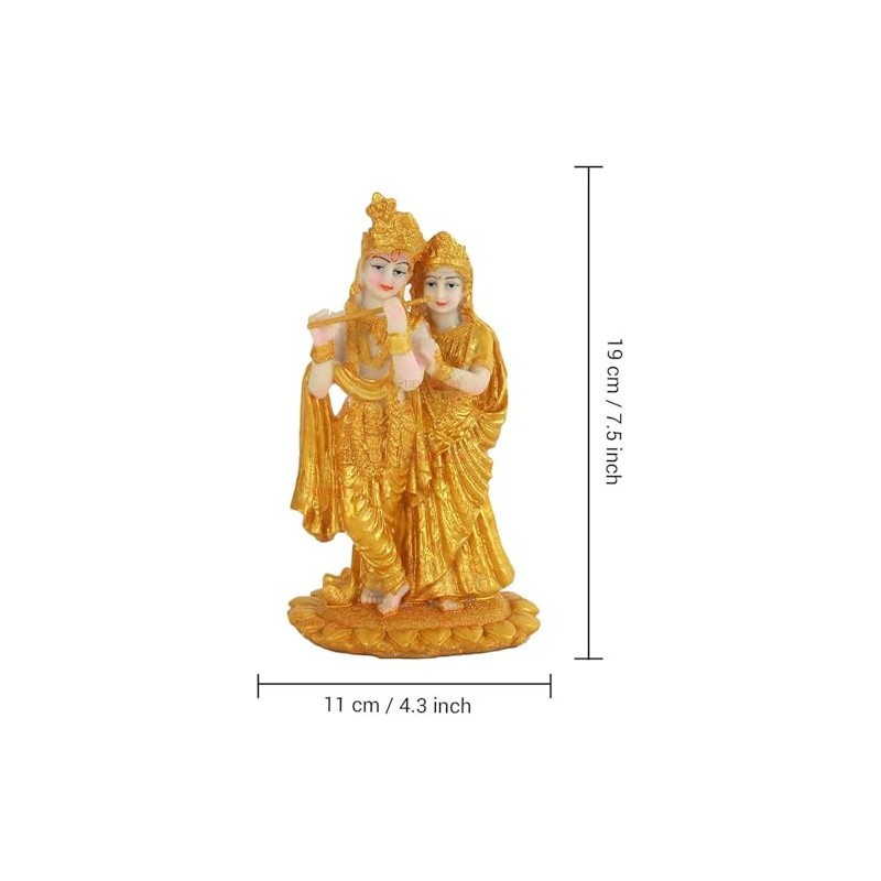 TIED RIBBONS Gold Plated Radha Krishna Idol Statue Showpiece (19