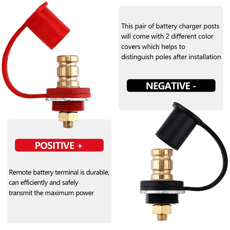 2Pcs 250A Battery Charging Jump Post Kit, 3/8" Stud Remote