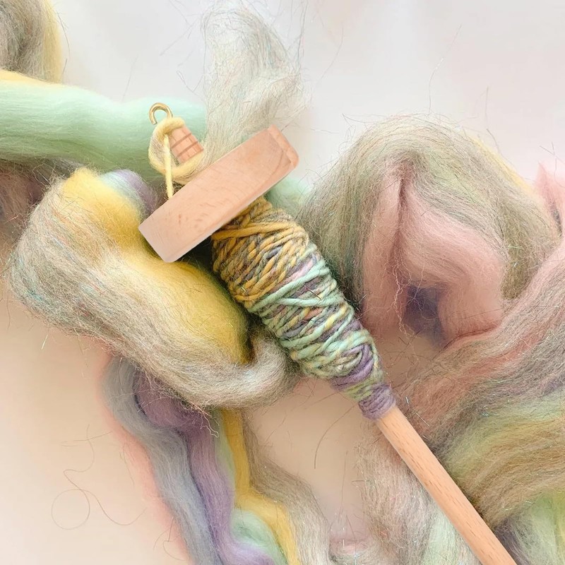 Hand Spindle Spinning Wheel for Wool - Hand Carved Wooden