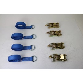 Safe n Secure 2" x 8' Blue Diamond Weave Lasso Wheel Strap w/ Swivel J Ratchets | Pack of 4