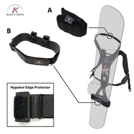 KLETTPACK® Carry Strap for Snowboards, Skis, Mountainboards, Longboards. Carrying Aid and Back Strap for Everyday Use, Black, red, white