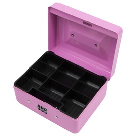 Small Security Lock Box with Coin Tray Metal Material with Stainless Steel Handle Time to Sparkle 15 * 12 * 11cm Pink