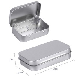 Tamicy Metal Rectangular Empty Hinged Tins - Pack of 40 Silver Mini Portable Box Small Storage Kit & Home Organizer with lids craft containers 3-1/2''X2-1/2''X4/5''