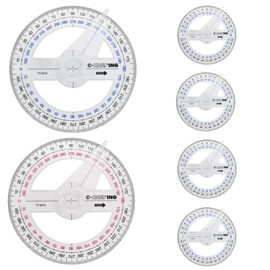 6PCS 360 Degree Protractor Plastic Circle Protractor Angle Measure Protractor Durable Measuring Tool Stationery for Angle Measurement (Random Color)