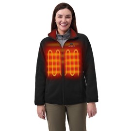 ORORO [Upgraded] Women’s 4-Zone Fleece Heated Jacket with Heated Collar, Heating Fleece Jacket with Battery (Black, M)