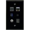RiteAV CAT7 Coax HDMI Phone USB 3 USBC Flat/Solid Wall Plate [Black]