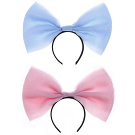 2PCS Bow Headband for Women, Pink and Blue Bowknot Headbands Big Bow Hair Accessories Bow Hairband Bowknot Hair Hoop for Girls Christmas Cosplay Party