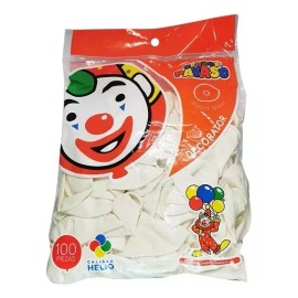Payaso Globo Payaso N9 Blanco Bolsa De 100 Pzs