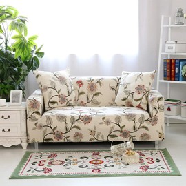 HYSENM 1-, 2-, 3-, 4-seater stretch sofa cover, soft, elastic, colourfast, floral pattern