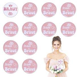 Jga Accessories Women, Pack of 12 Jga Buttons Team Bride Buttons Badge Pink Team Bride Button Stag Night Women Accessories Party Buttons Jga for Games Party, Wedding, Engagement Celebrations