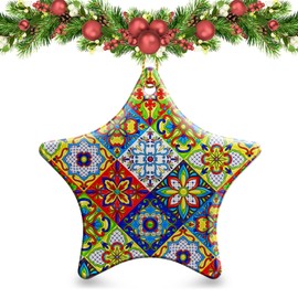 Christmas Ornaments 2024,Mexican Talavera Ornaments for Christmas Tree Holidays Ornaments Decorations,adornos de Navidad Ceramic Ornaments Xmas Gifts Idea for Home Christmas Decor