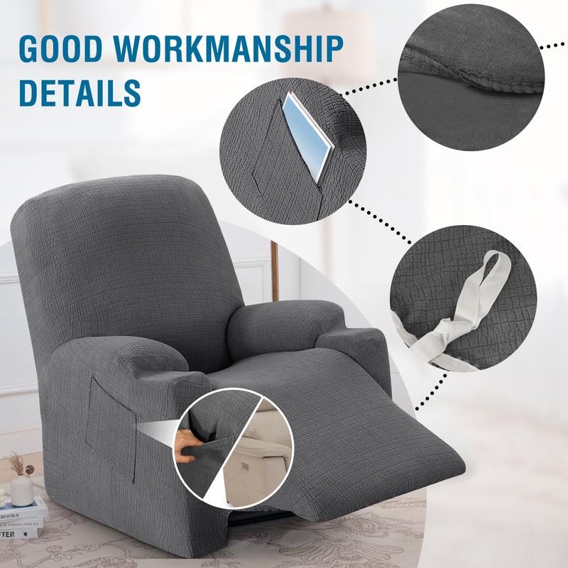 H.VERSAILTEX 100% Waterproof Stretch Recliner Cover 1 Piece Electric Power
