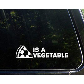 Pizza is A Vegetable - 8-3/4" x 2-1/4" - Vinyl Die Cut Decal/Bumper Sticker for Windows, Cars, Trucks, Laptops, Etc.