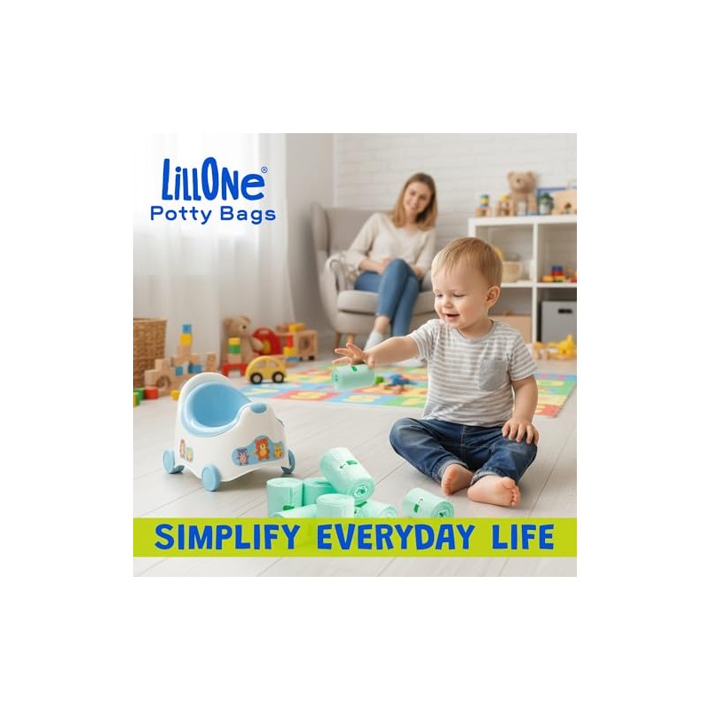 LillOne – 90 Universal Portable Potty Bags with Drawstring –