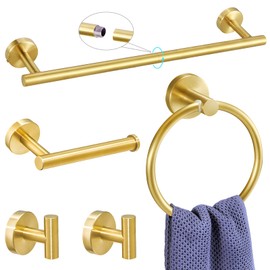 5 Piece Bathroom Towel Bar Set, 24 inch Brushed Nickel Towel bar Towel Ring Toilet Paper Holder Robe Towel Hook, SUS304 Stainless Steel Bathroom Accessory Set