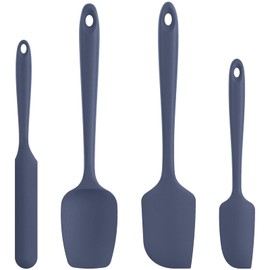 Heat Resistant Silicone Spatula Set: U-Taste 600ºF High Temp Seamless Food Grade Food Grade Flexible Rubber Silicon Kitchen Cooking Mixing Baking Scraper for Nonstick Cookware Set of 4 (Midnight Blue)